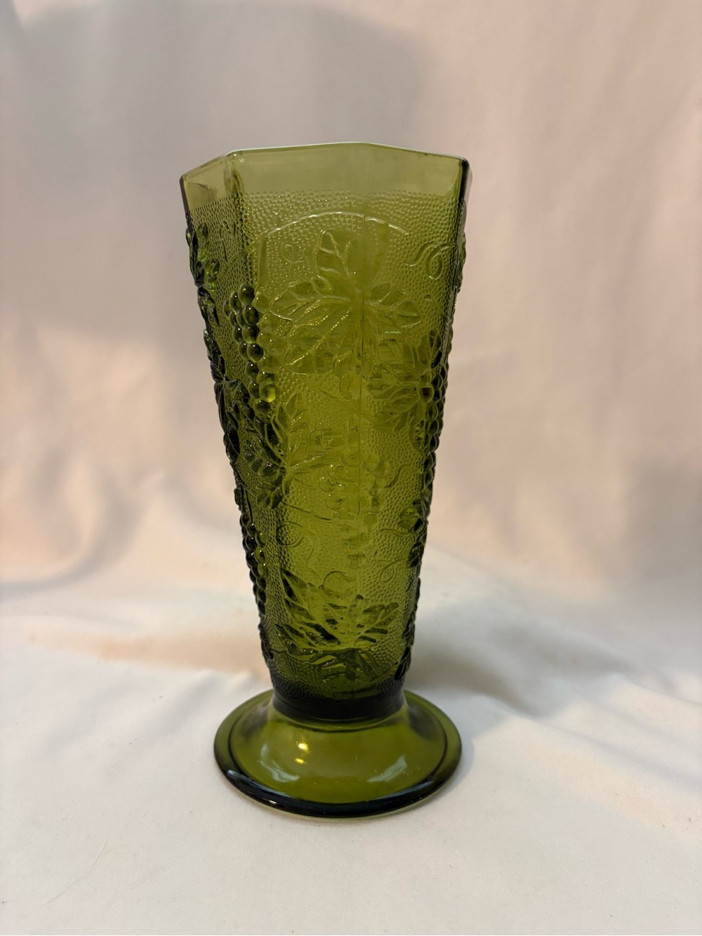 Indiana Glass, tall, green glass vase